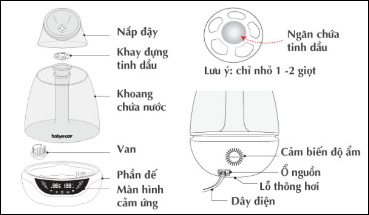Cấu tạo Máy khuếch tán tinh dầu Cấu tạo Máy khuếch tán tinh dầu